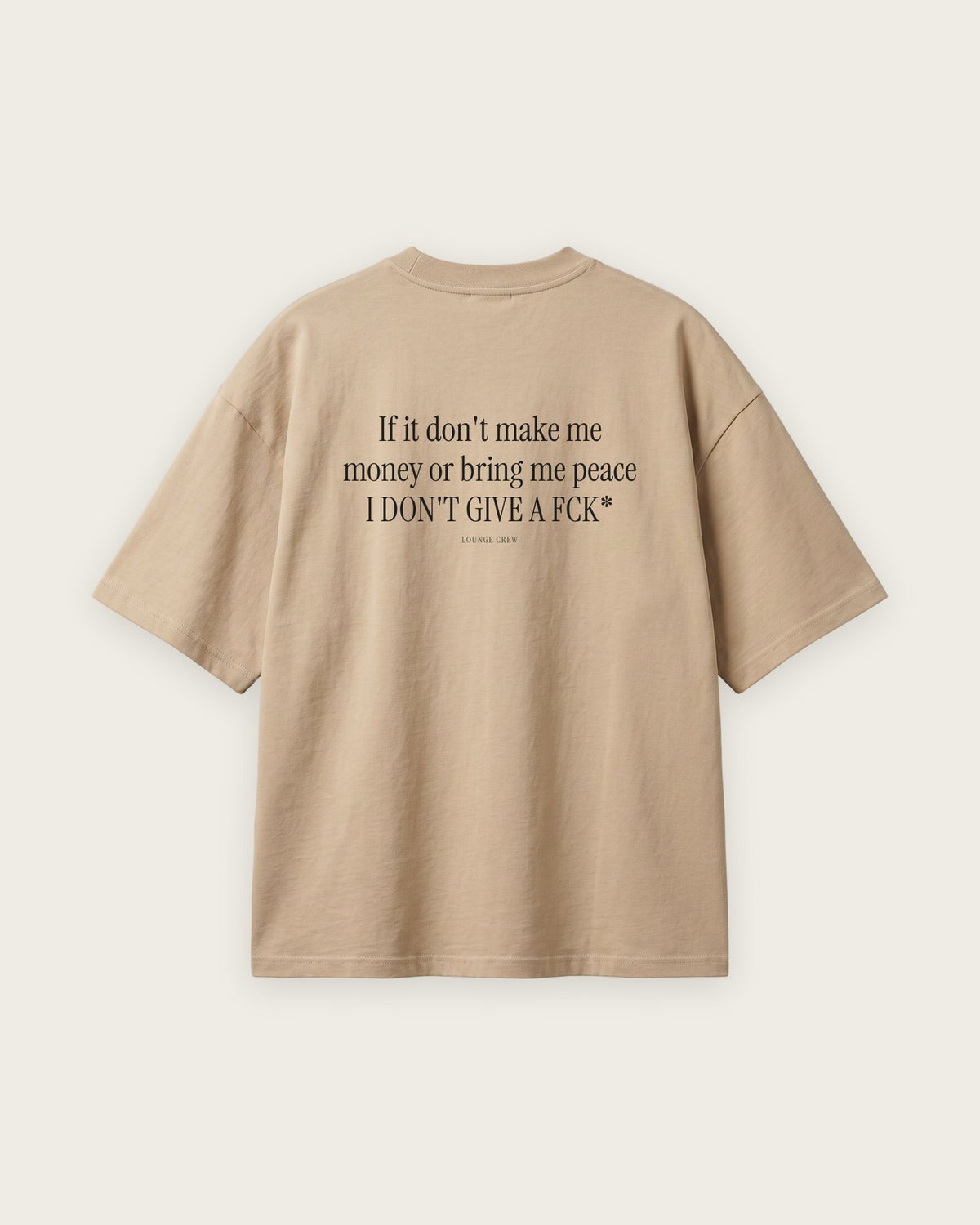 Camiseta Oversized “Money or Peace” — Areia