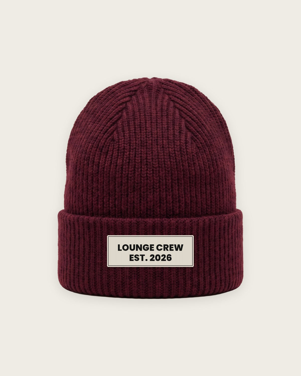 Gorro Canelado “Lounge Crew Est. 2026” — Bordô