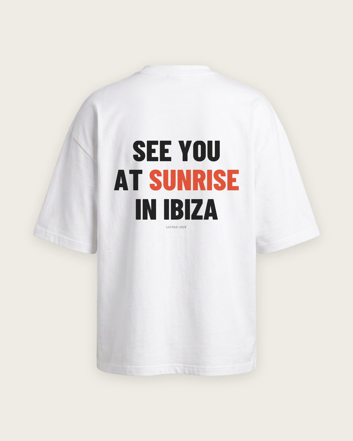 Camiseta Oversized “See You at Sunrise in Ibiza” — Branco