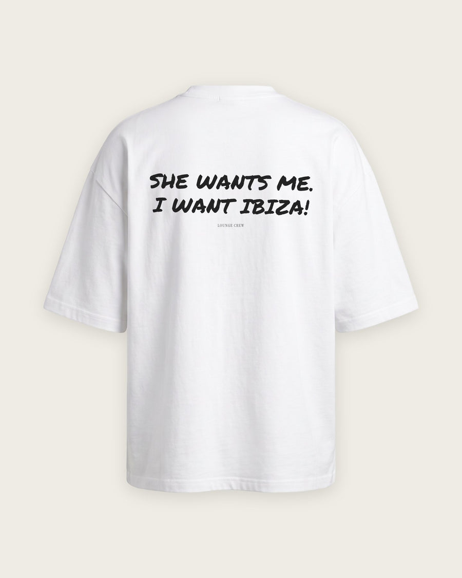 Camiseta Oversized “She Wants Me, I Want Ibiza”