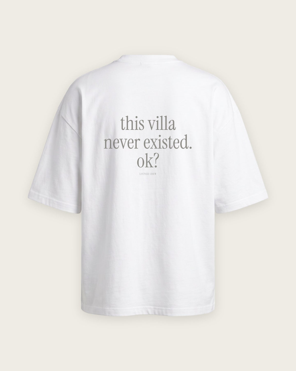 Camiseta Oversized “This Villa Never Existed” — Branco