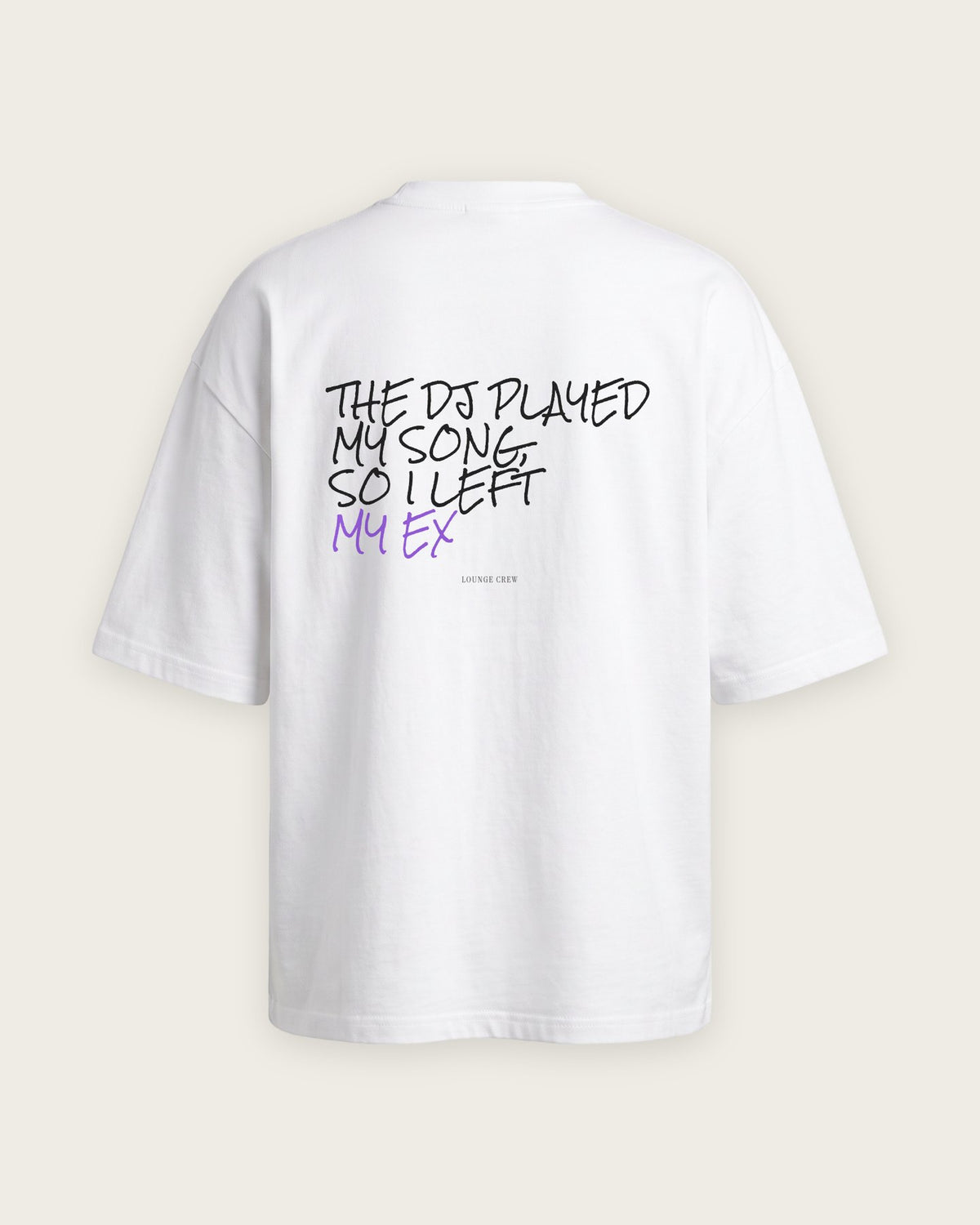 Camiseta Oversized “The DJ Played My Song” — Branco