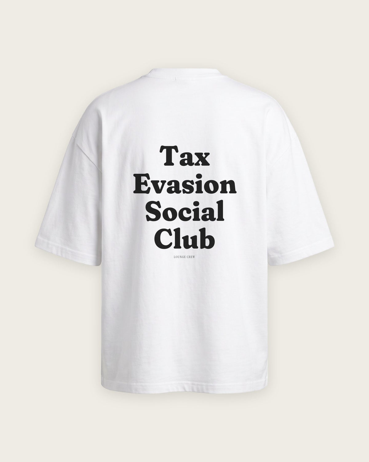 Camiseta Oversized “Tax Evasion Social Club” — Branco