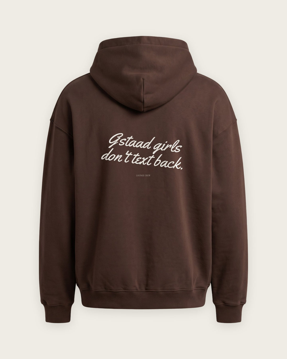 Moletom Oversized “Gstaad Girls Don't Text Back” — Chocolate