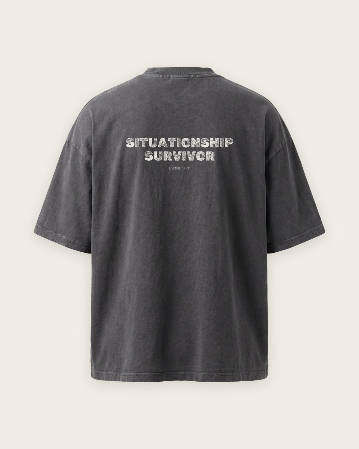 Camiseta Oversized “Situationship Survivor” — Cinza Estonado