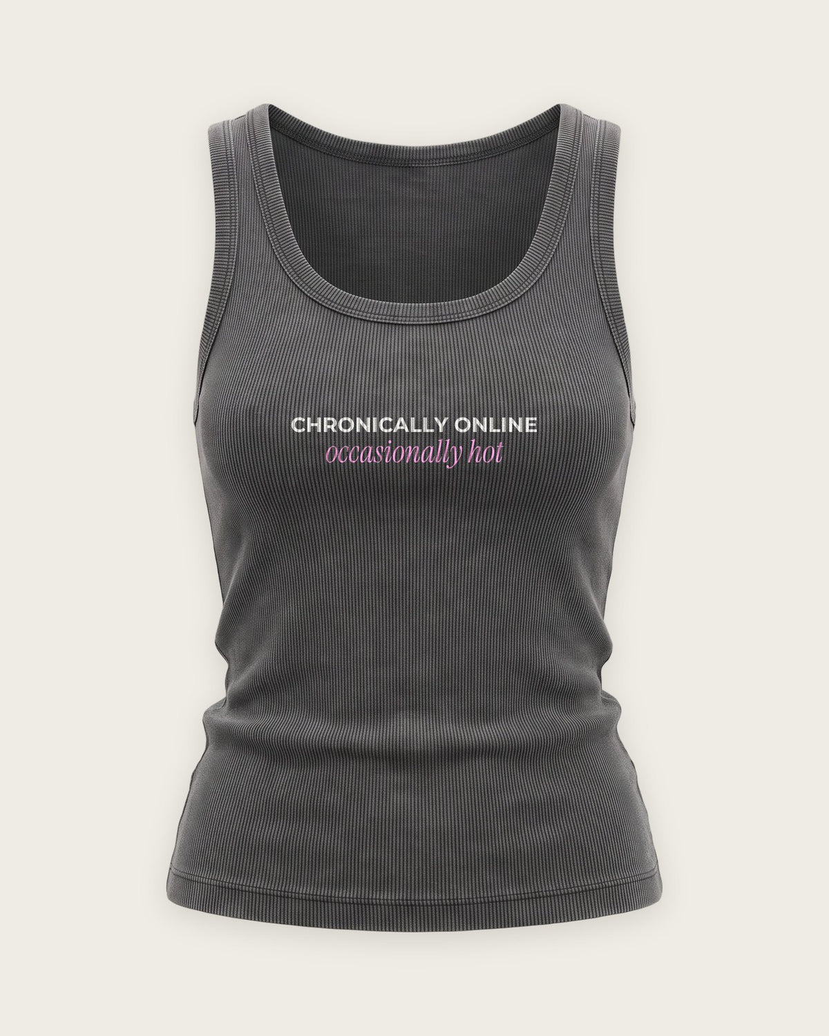 Regata Canelada “Chronically Online, Occasionally Hot” — Cinza Estonado