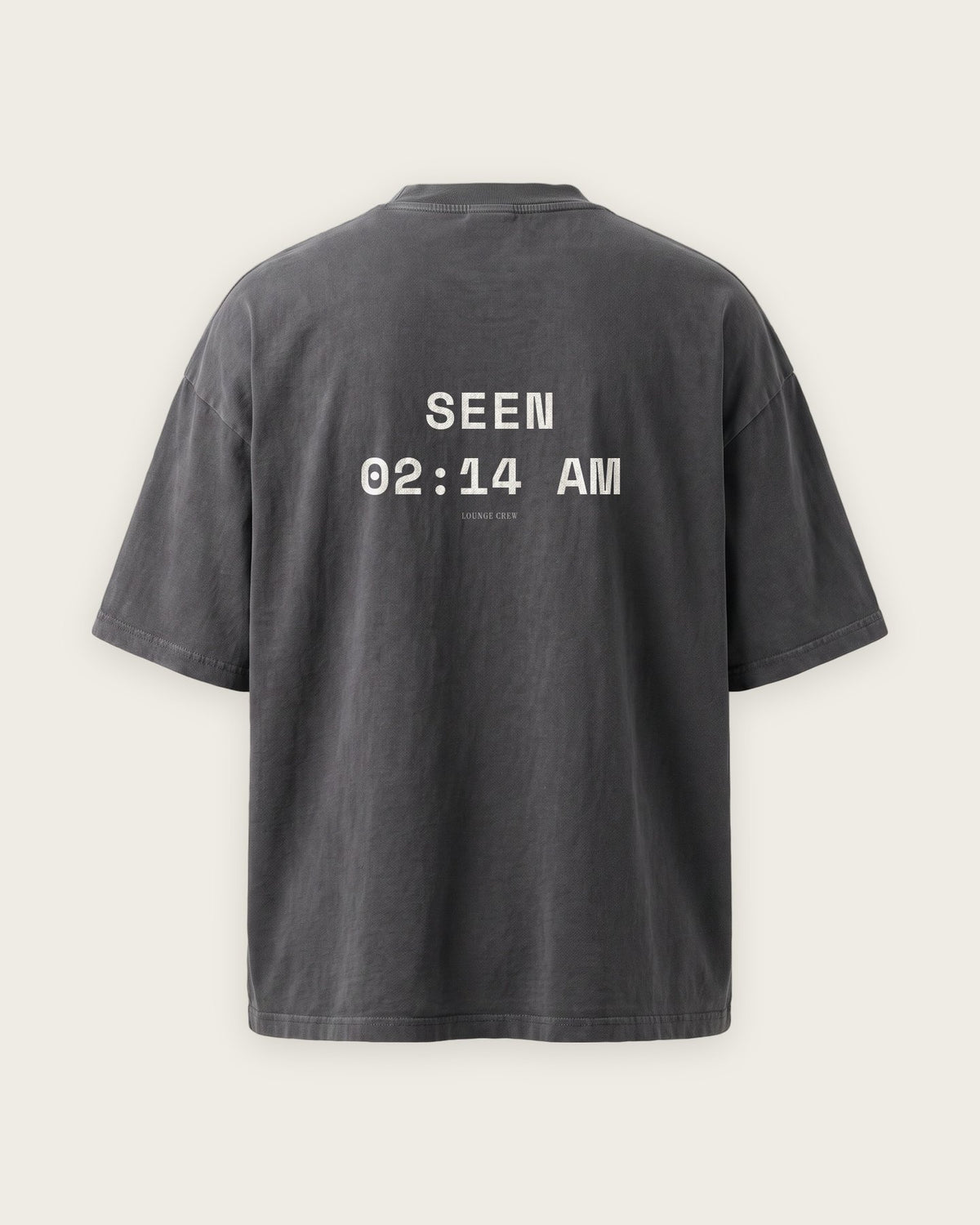 Camiseta Oversized “Seen at 2:14 AM” — Cinza Estonado