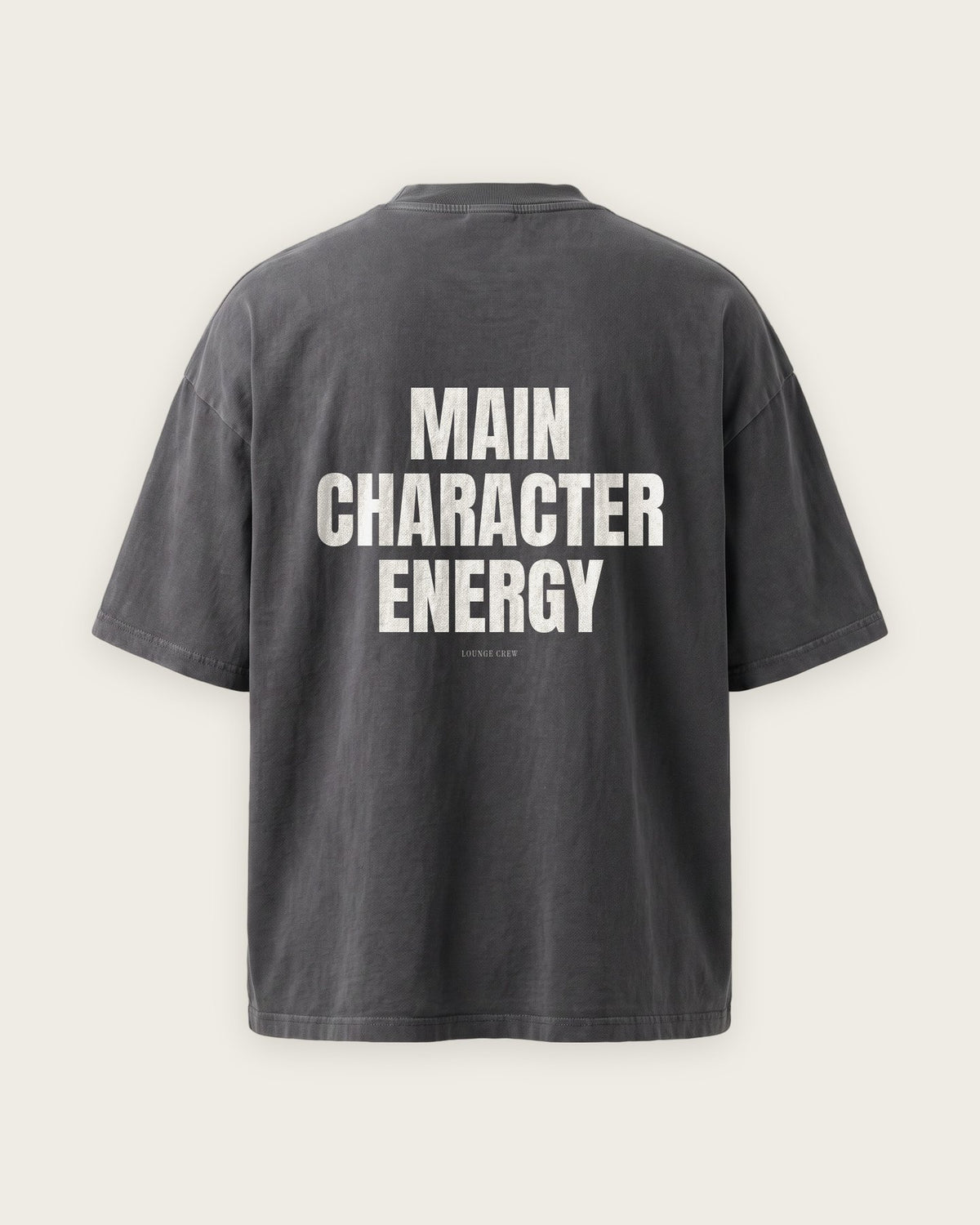Camiseta Oversized “Main Character Energy” — Cinza Estonado