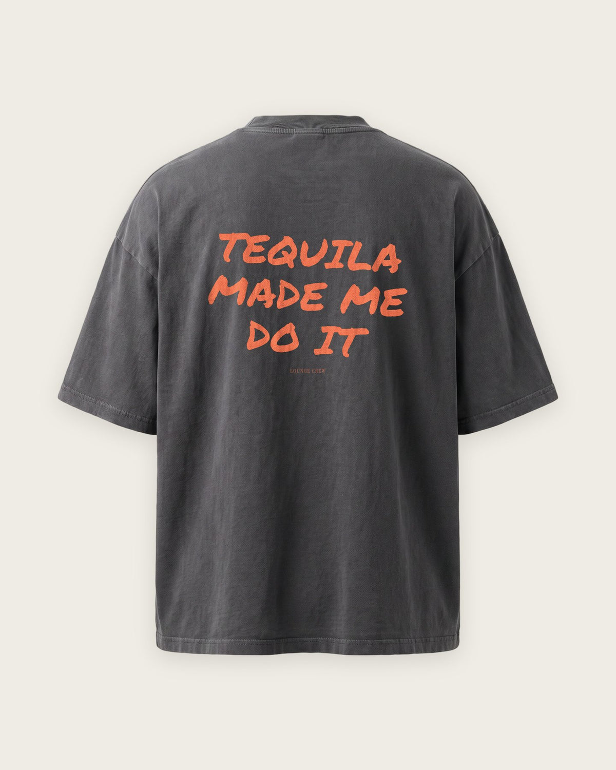 Camiseta Oversized “Tequila Made Me Do It” — Cinza Estonado
