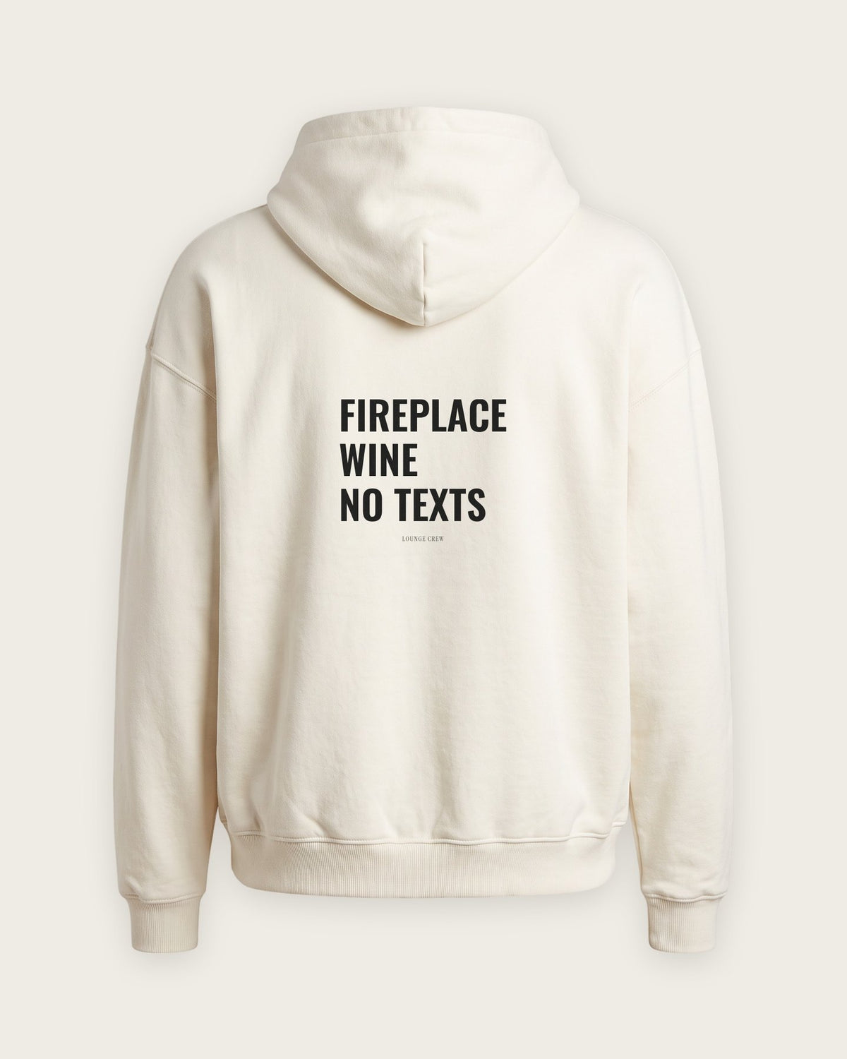 Moletom Oversized “Fireplace, Wine, No Texts” — Off-White
