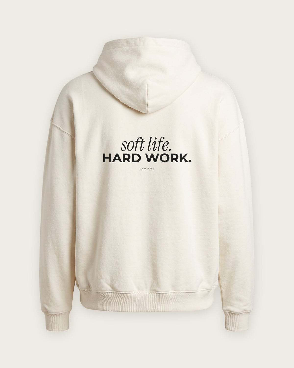Moletom Oversized “Soft Life, Hard Work” — Off-White