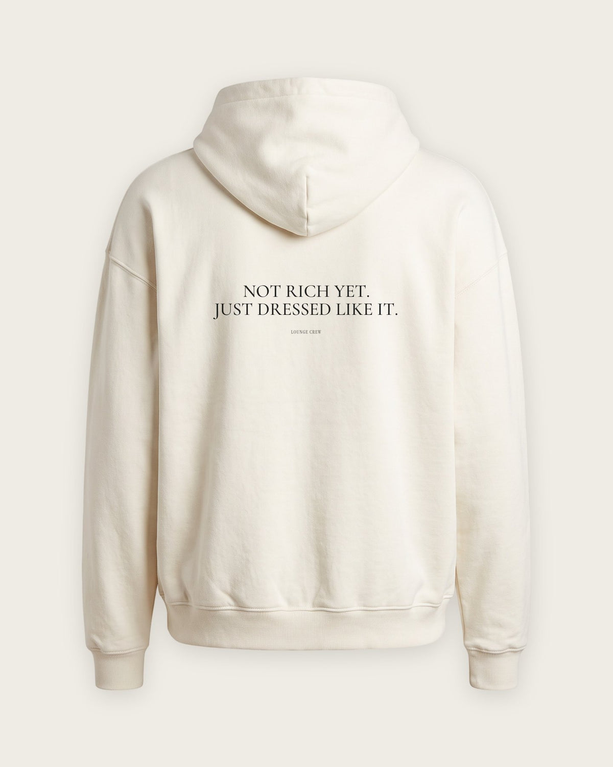 Moletom Oversized “Not Rich Yet, Just Dressed Like It” — Off-White