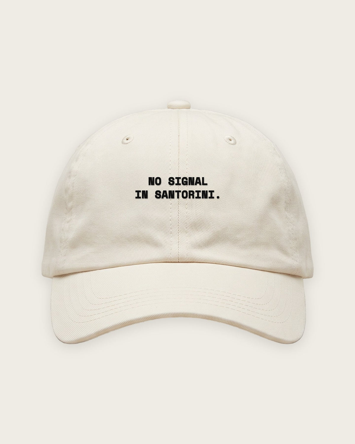 Boné Dad Hat “No Signal in Santorini” — Off-White