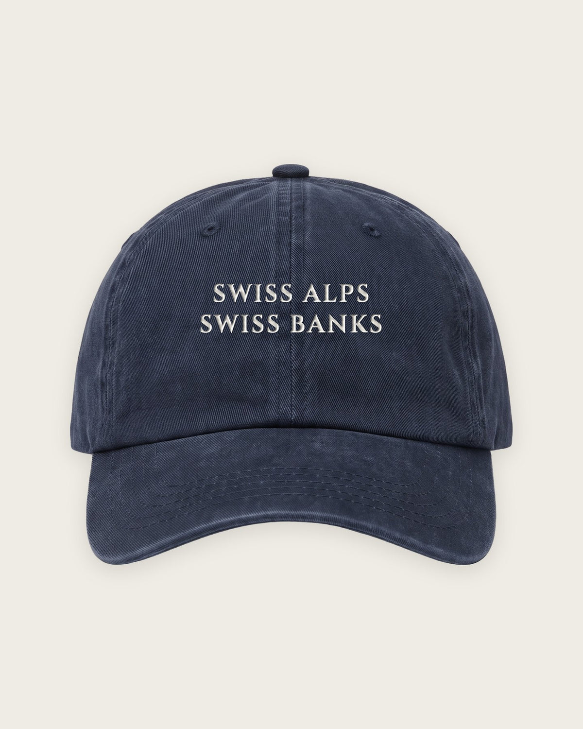Boné Dad Hat “Swiss Alps, Swiss Banks” — Marinho