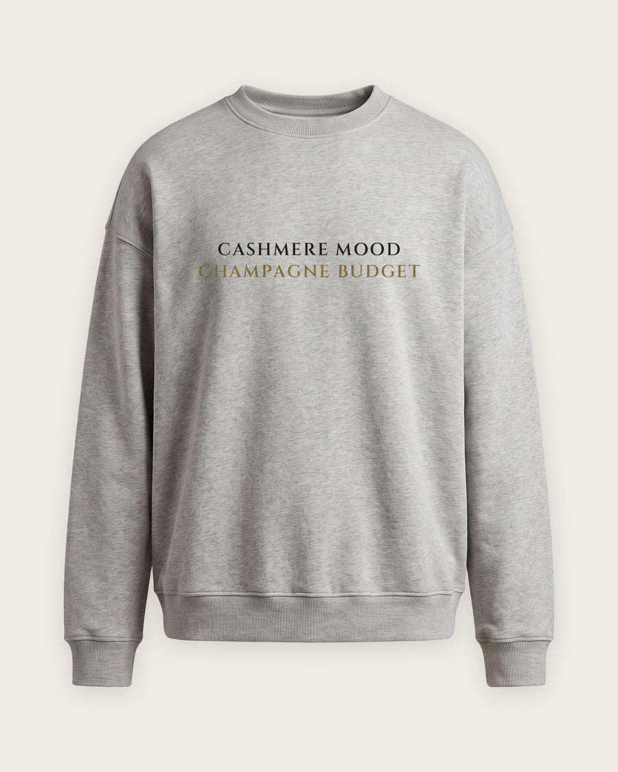 Moletom Careca “Cashmere Mood, Champagne Budget”