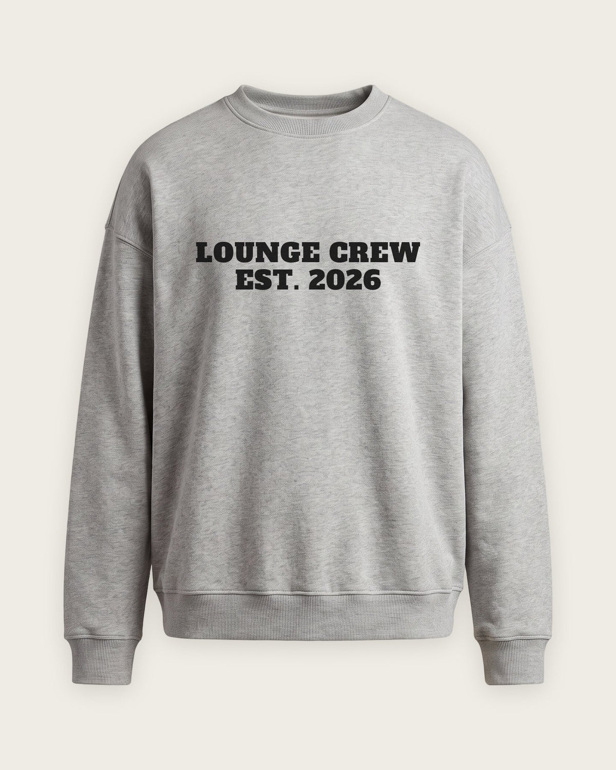 Moletom Careca “Lounge Crew Est. 2026” — Cinza Mescla