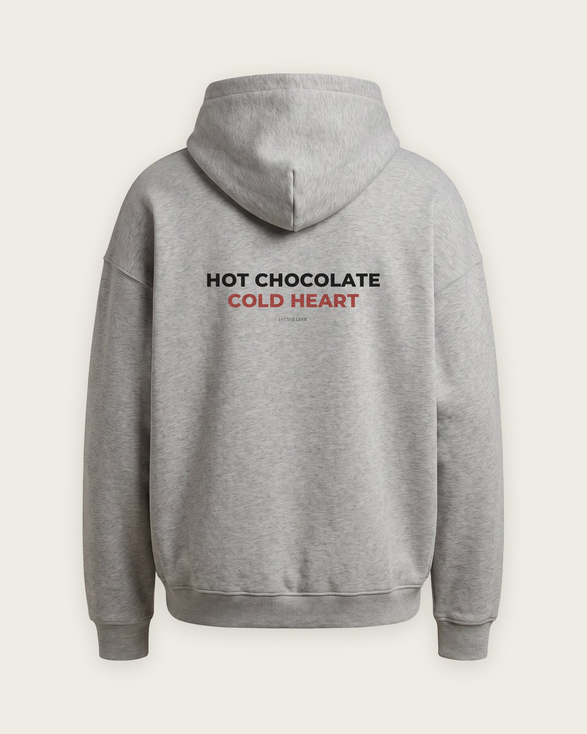 Moletom Oversized “Hot Chocolate, Cold Heart” — Cinza Mescla