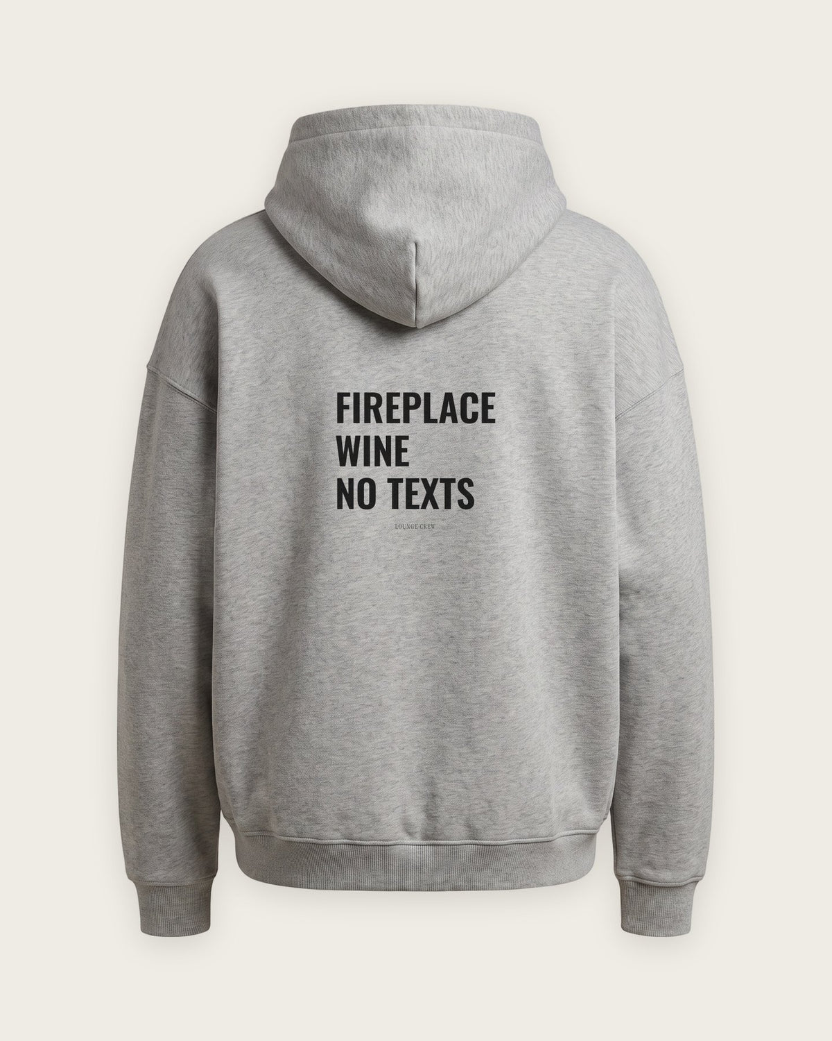 Moletom Oversized “Fireplace, Wine, No Texts” — Cinza Mescla