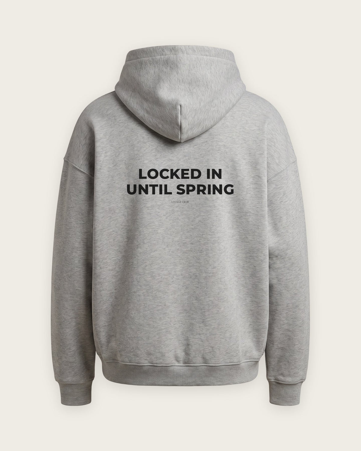 Moletom Oversized “Locked In Until Spring” — Cinza Mescla