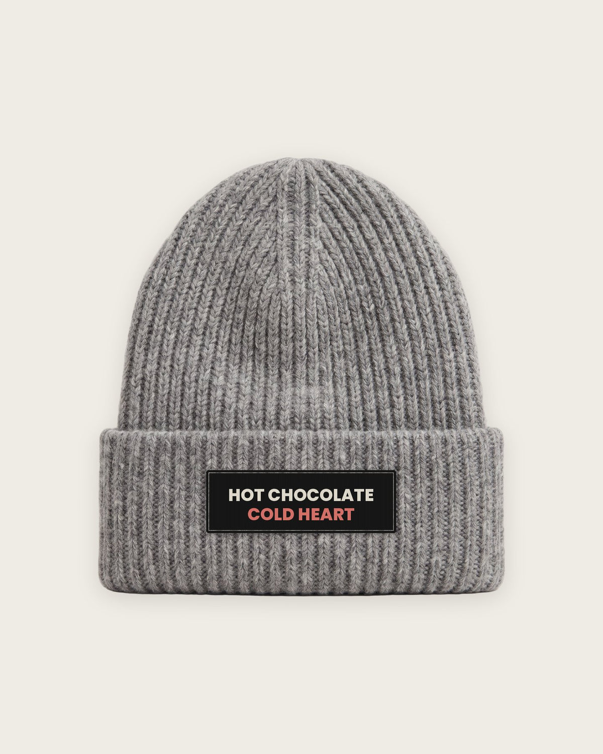 Gorro Canelado “Hot Chocolate, Cold Heart” — Cinza Mescla