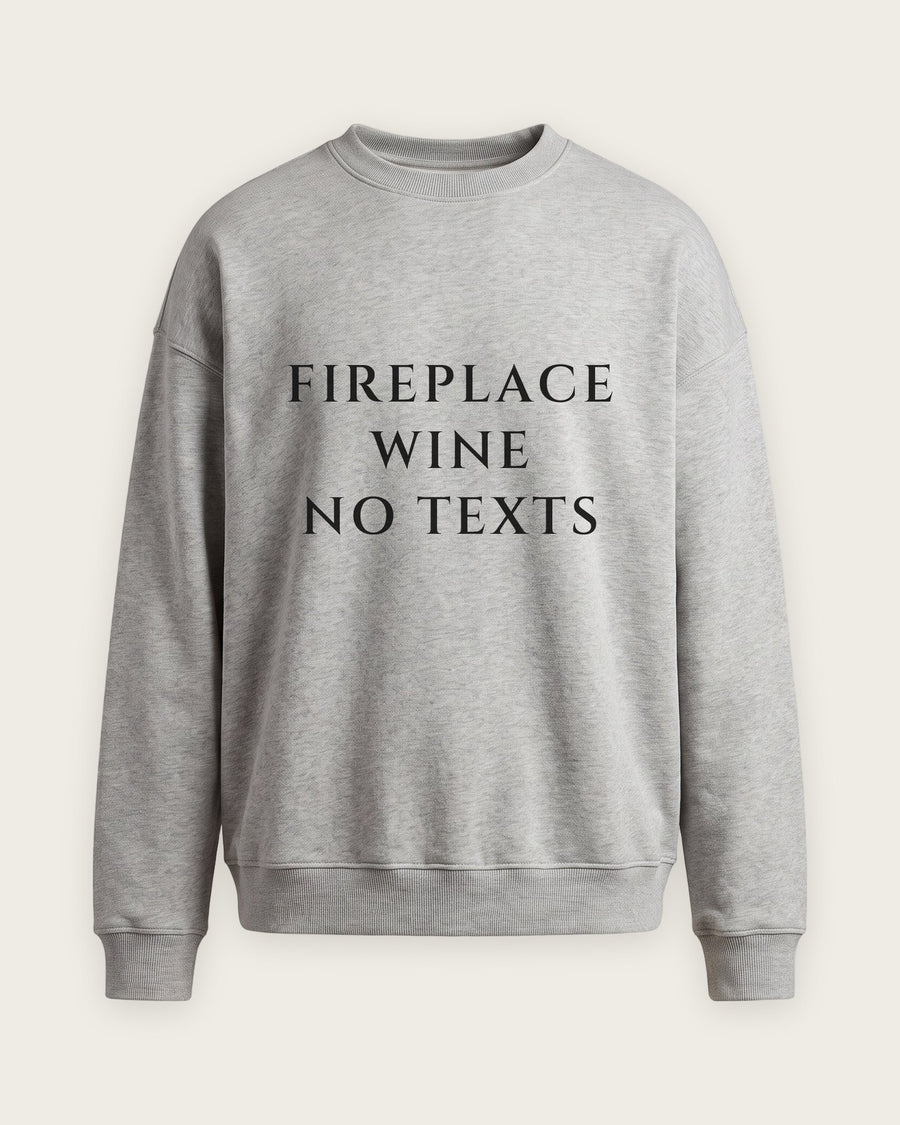 Moletom Careca “Fireplace, Wine, No Texts”