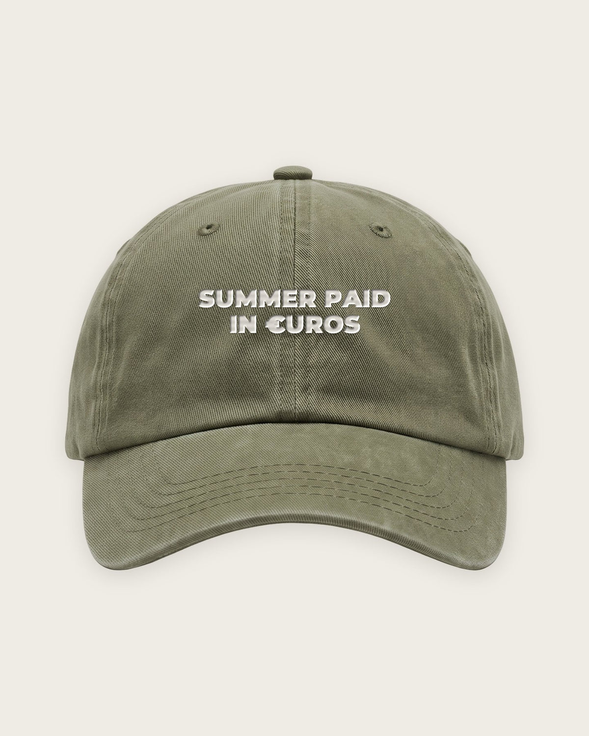 Boné Dad Hat “Summer Paid in Euros” — Verde Musgo