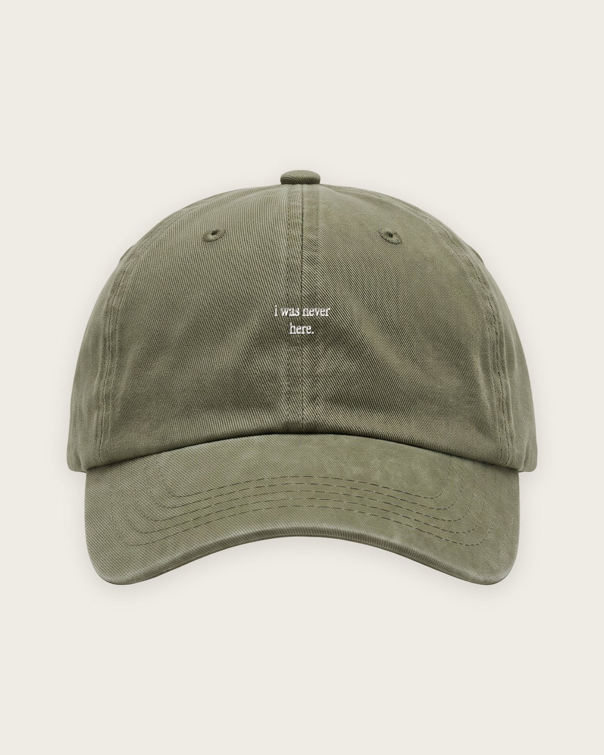Boné Dad Hat “I Was Never Here” — Verde Musgo