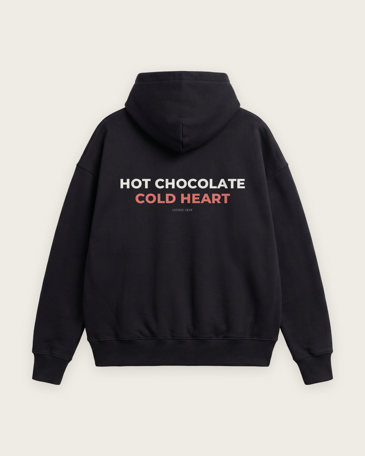 Moletom Oversized “Hot Chocolate, Cold Heart” — Preto