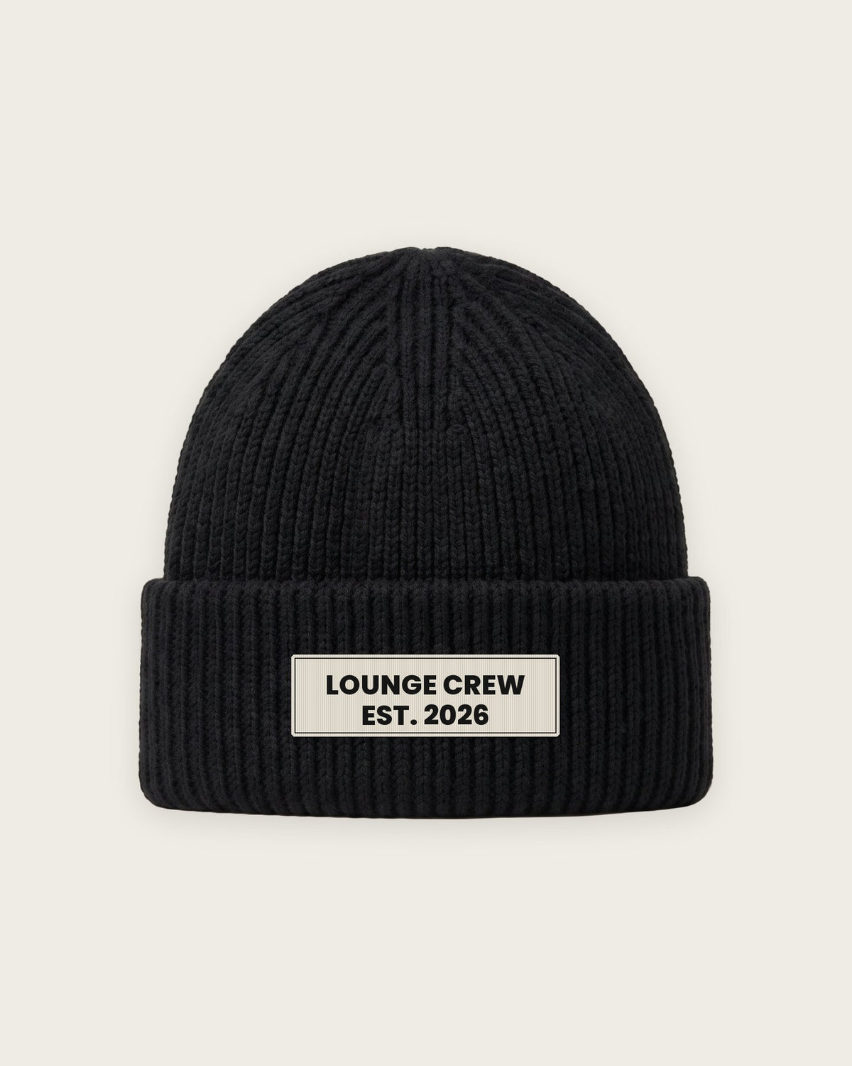 Gorro Canelado “Lounge Crew Est. 2026” — Preto