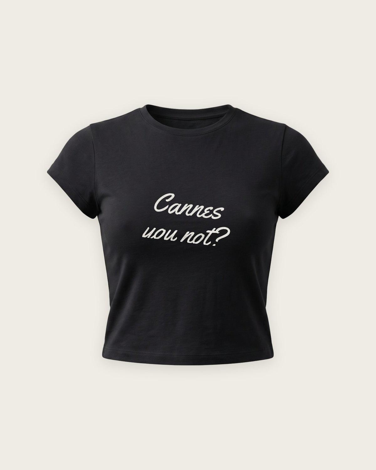 Baby Tee “Cannes You Not” — Preto