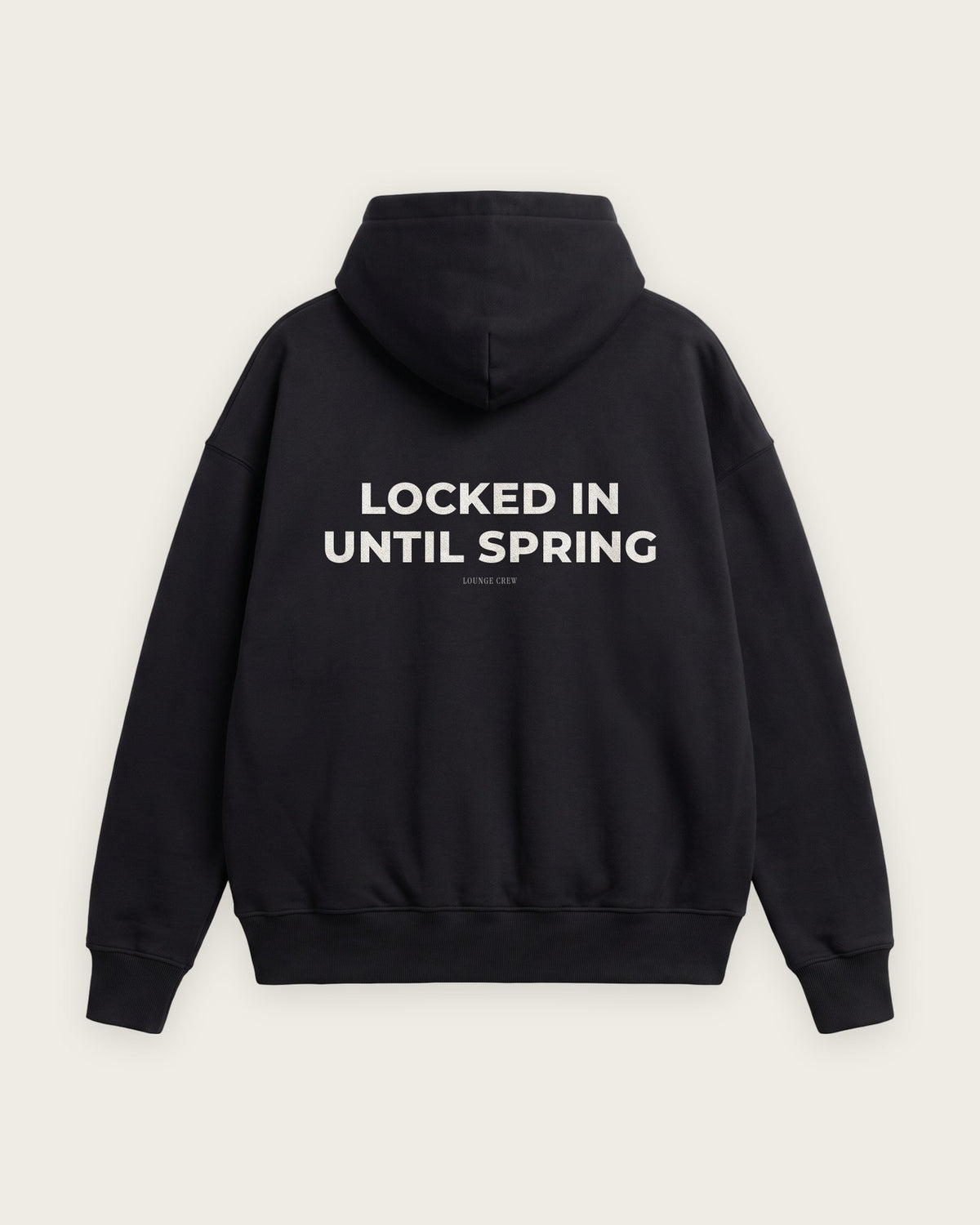 Moletom Oversized “Locked In Until Spring” — Preto