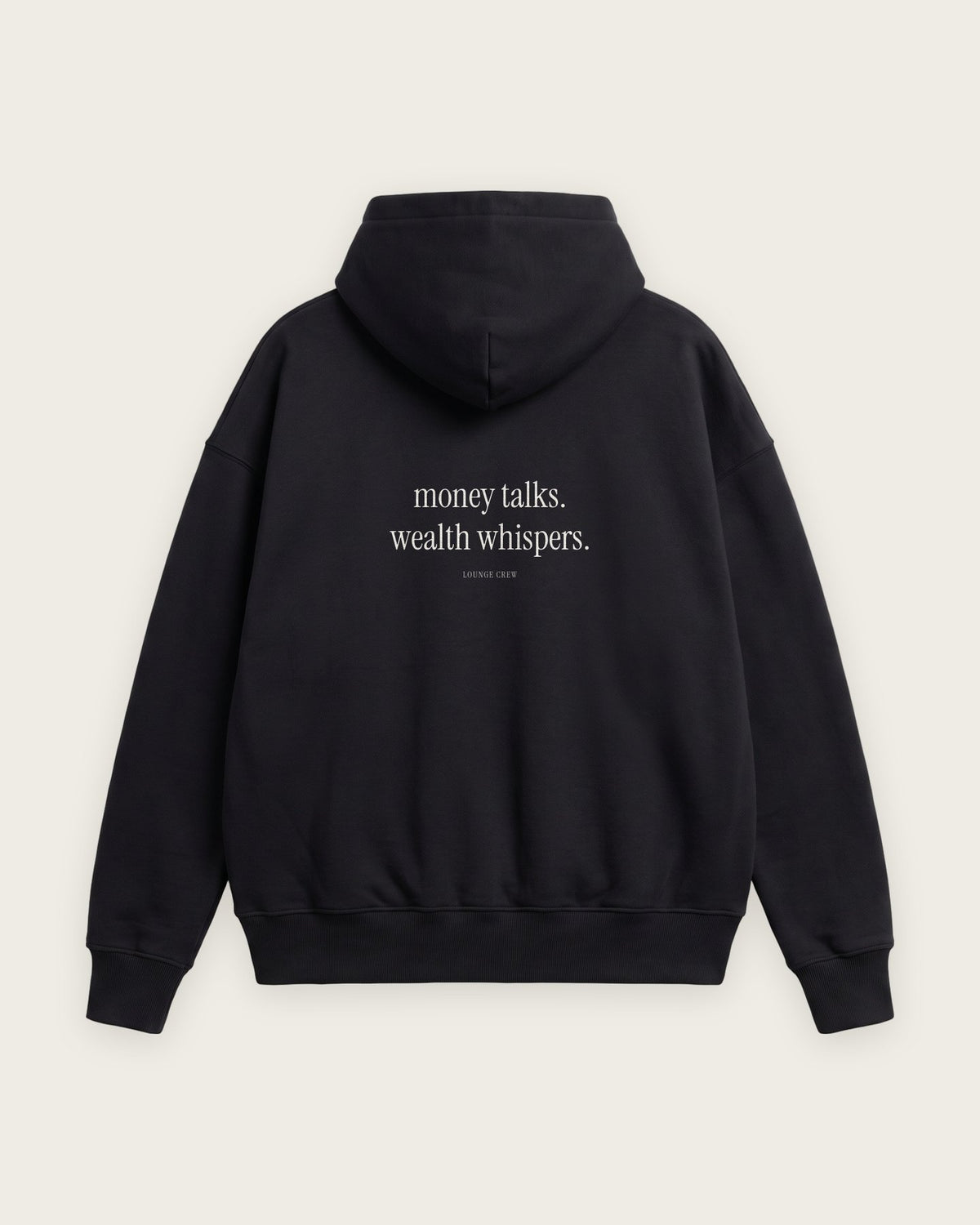 Moletom Oversized “Money Talks, Wealth Whispers” — Preto