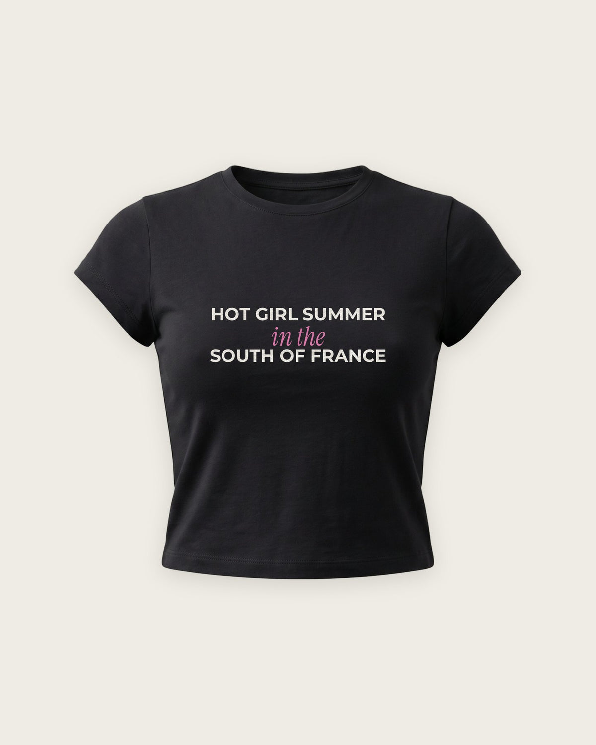 Baby Tee “Hot Girl Summer in the South of France” — Preto