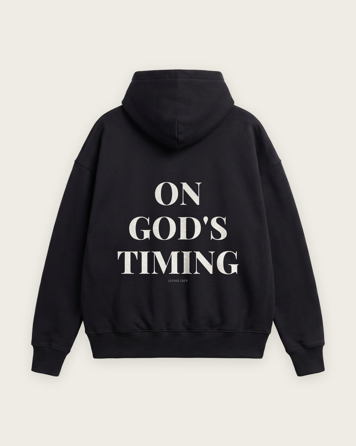 Moletom Oversized “On God's Timing” — Preto